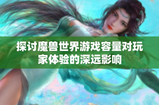 探讨魔兽世界游戏容量对玩家体验的深远影响