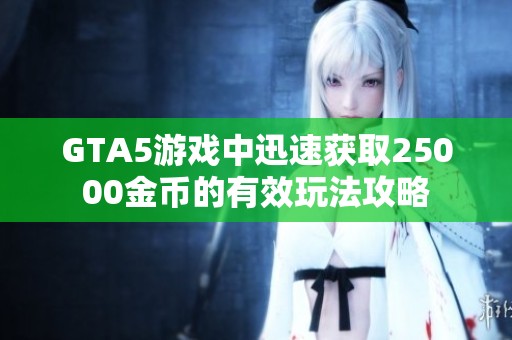 GTA5游戏中迅速获取25000金币的有效玩法攻略