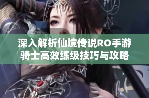 深入解析仙境传说RO手游骑士高效练级技巧与攻略