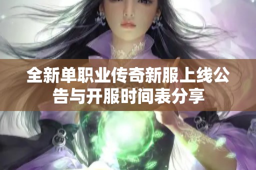 全新单职业传奇新服上线公告与开服时间表分享