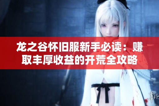 龙之谷怀旧服新手必读：赚取丰厚收益的开荒全攻略